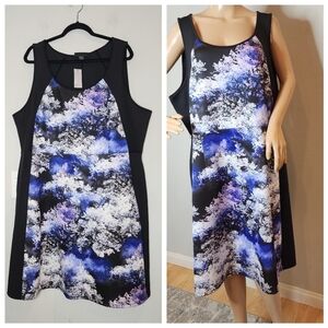 NWT Lane Bryant Scuba Knit Sleeveless dress.  Purple black. Plus Sz 26. No belt.